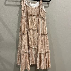 Thin strapped pink and white dress